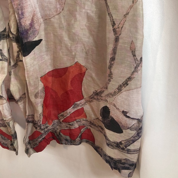 Elenyun Silk/Linen sheer floral half sleeve button front jacket M - Picture 2 of 16